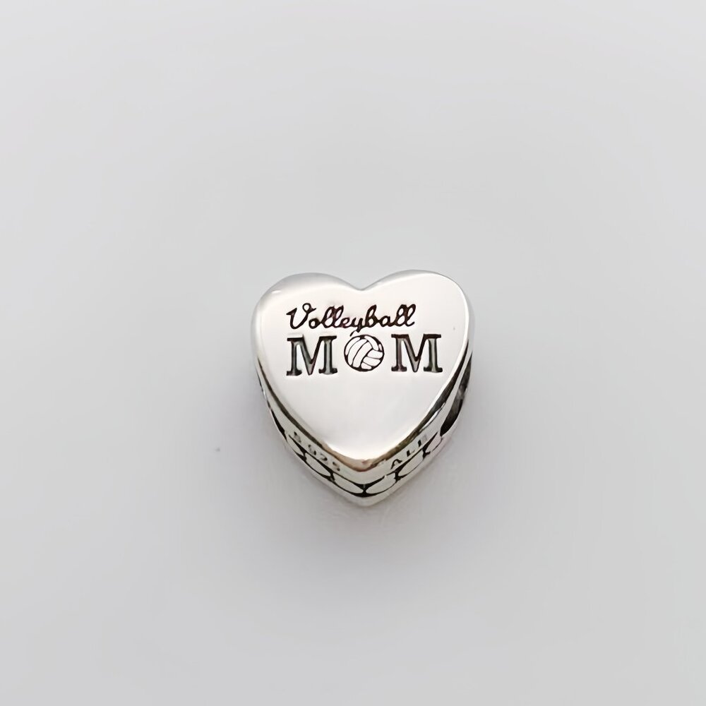 Engravable Volleyball Mom Heart Charm